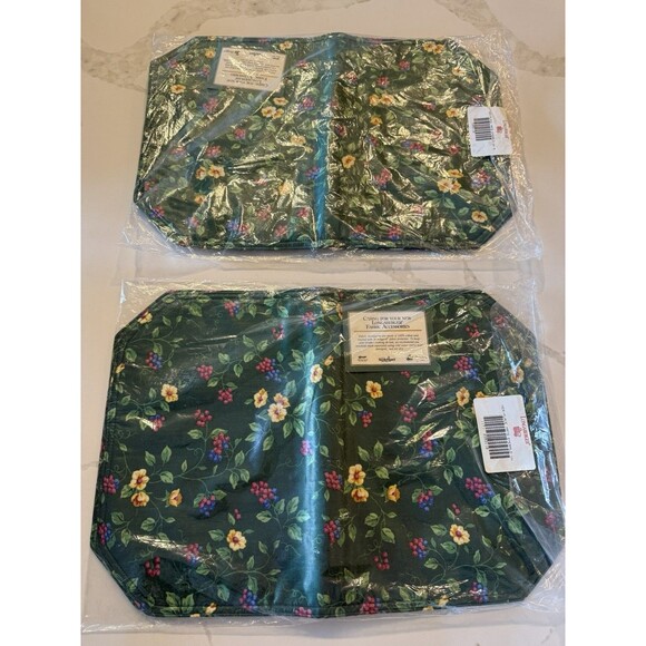 Longaberger Emerald Vine Placemats Set of 4 Double Sided Fabric - Picture 1 of 3
